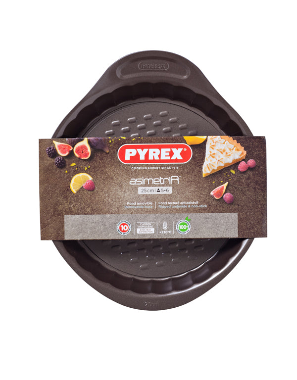 Pyrex asimetriA Kuchenform aus Metall mit abnehmbarem Boden und praktischem Handgriff 25 cm